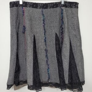 Vtg Rene Derhy Collection Boho Wool Lace Skirt